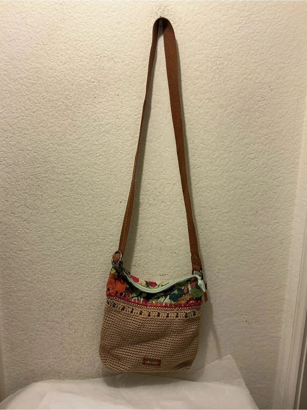 TheโSak Tan Crossbody with Colorful Floral Trim